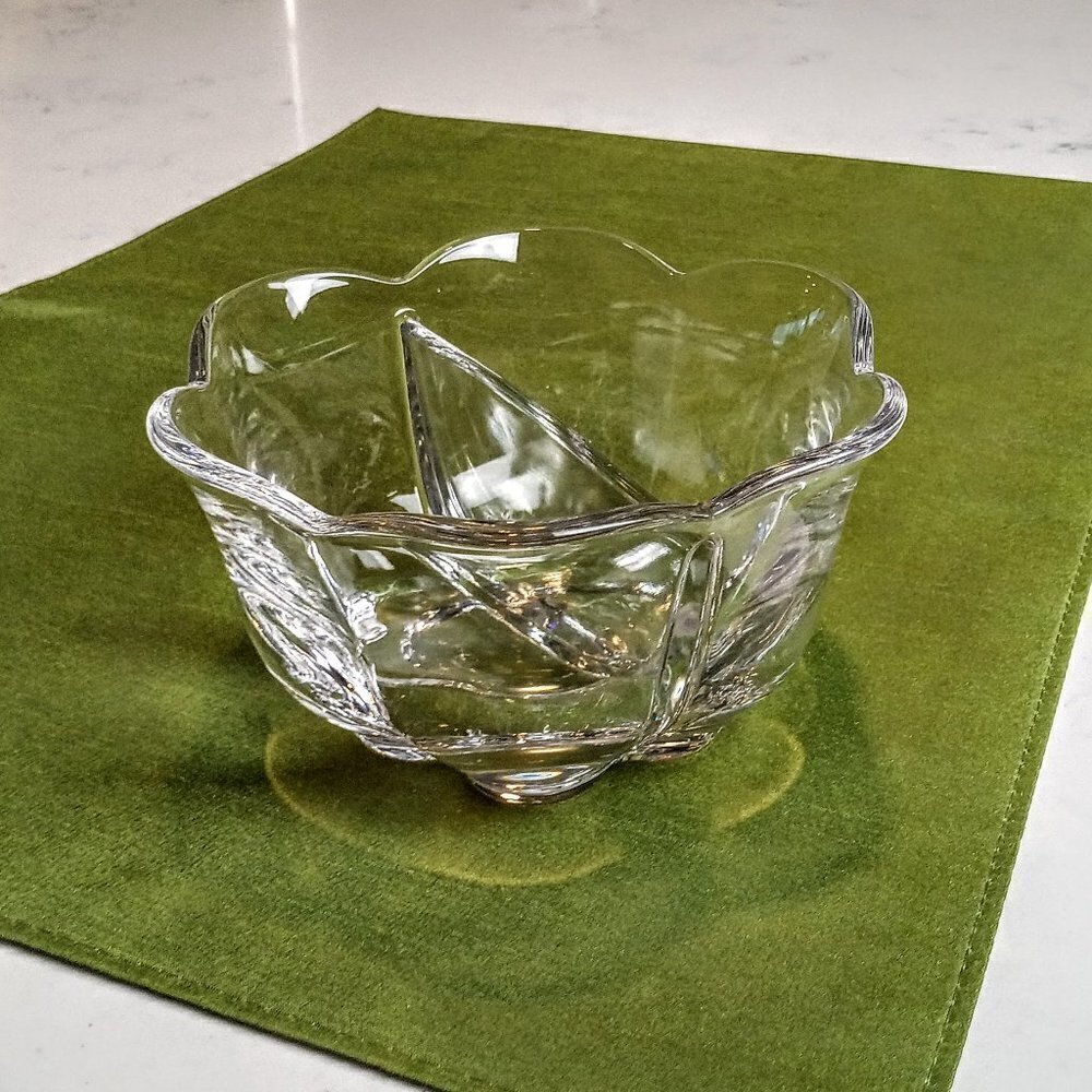 Scallop Rim Divided Clear Glass Dish